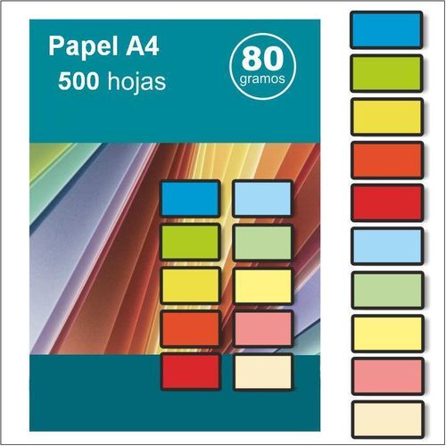 Papel Color A4 Q-Connect 500 Hojas.