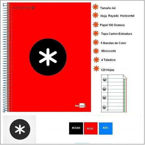 Cuadernos Antartik A4 Microperforados Horizontal