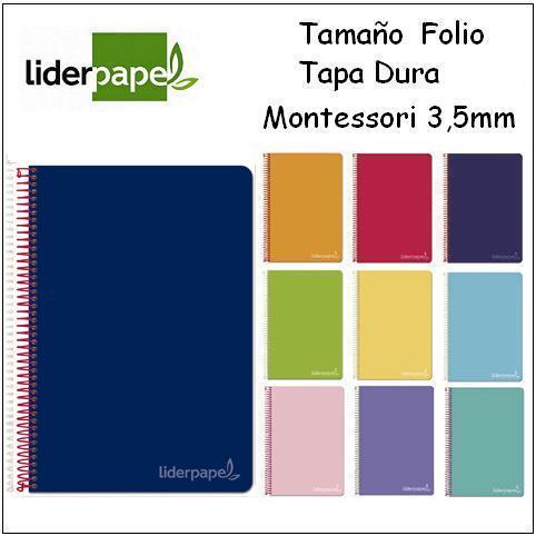 Cuaderno Liderpapel Fº. Tapa Dura. Montessori 3,5mm.